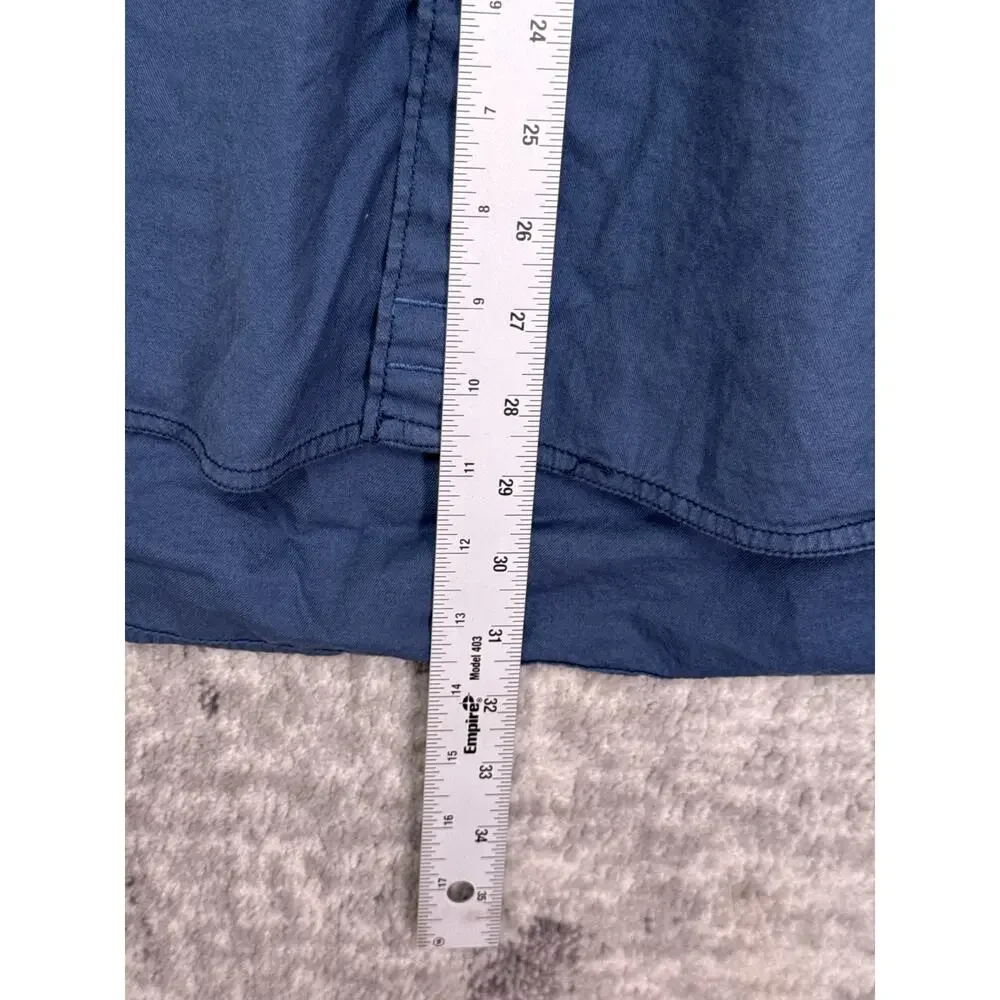 Free People Top XS Womens Blue Cotton Twill Oversize Tunic Button Shirt